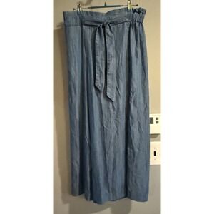 Joan Vass Pants Luxe Lyocell Natural Fiber Wide‎ Leg Pull On Cropped Medium New